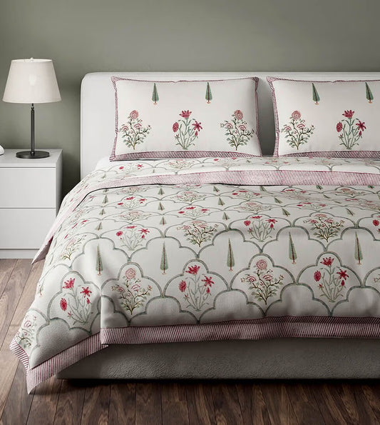 French Lilly Garden on Imperial Blue Bed Spread