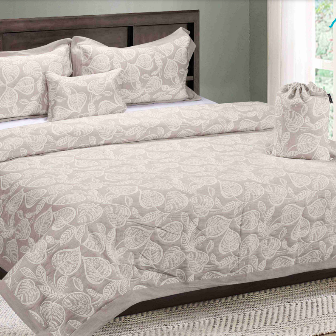 Stone Leaf Cotton Dohar with Tote Bag