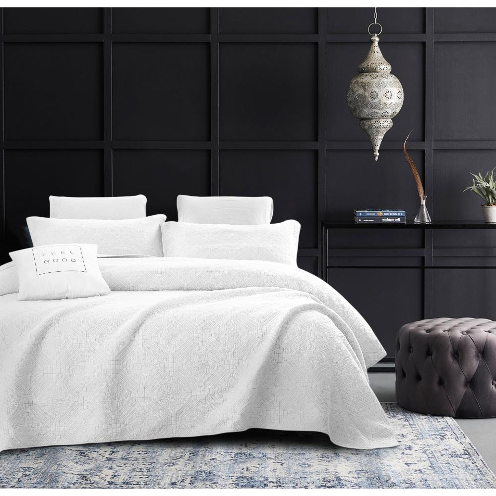 White Embossed Bed Covers by Lacasa India
