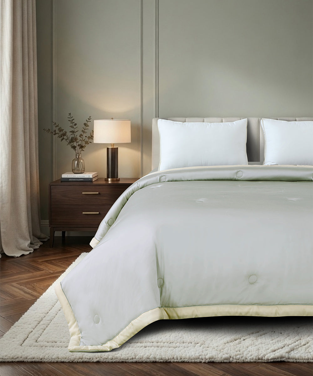 Crochet Tencel Quilt – Ivory Sage