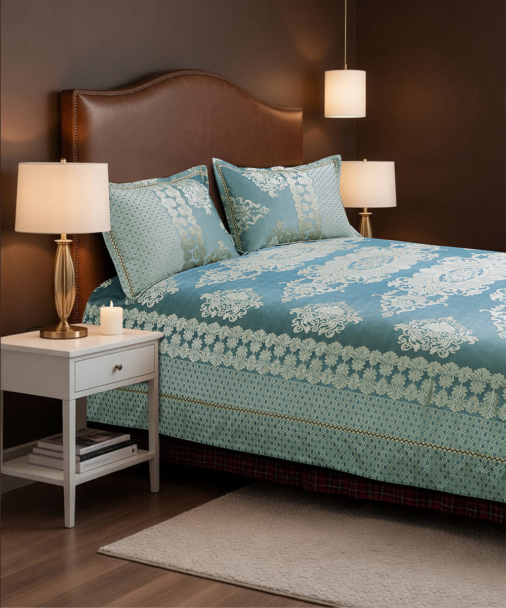 Aurelia Aqua Sage Lace Bedcover