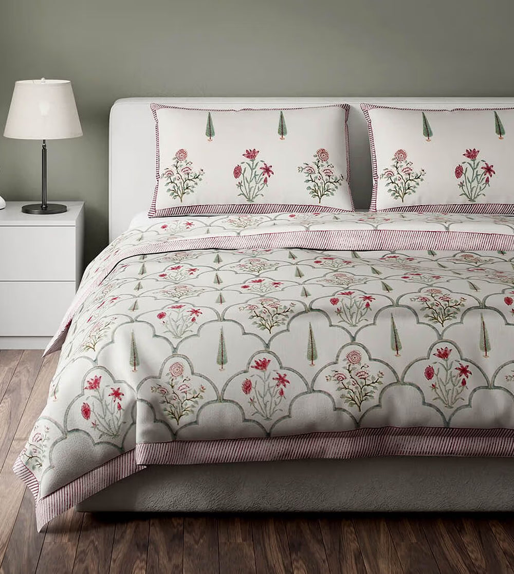 French Lilly Garden on Imperial Blue Bed Spread