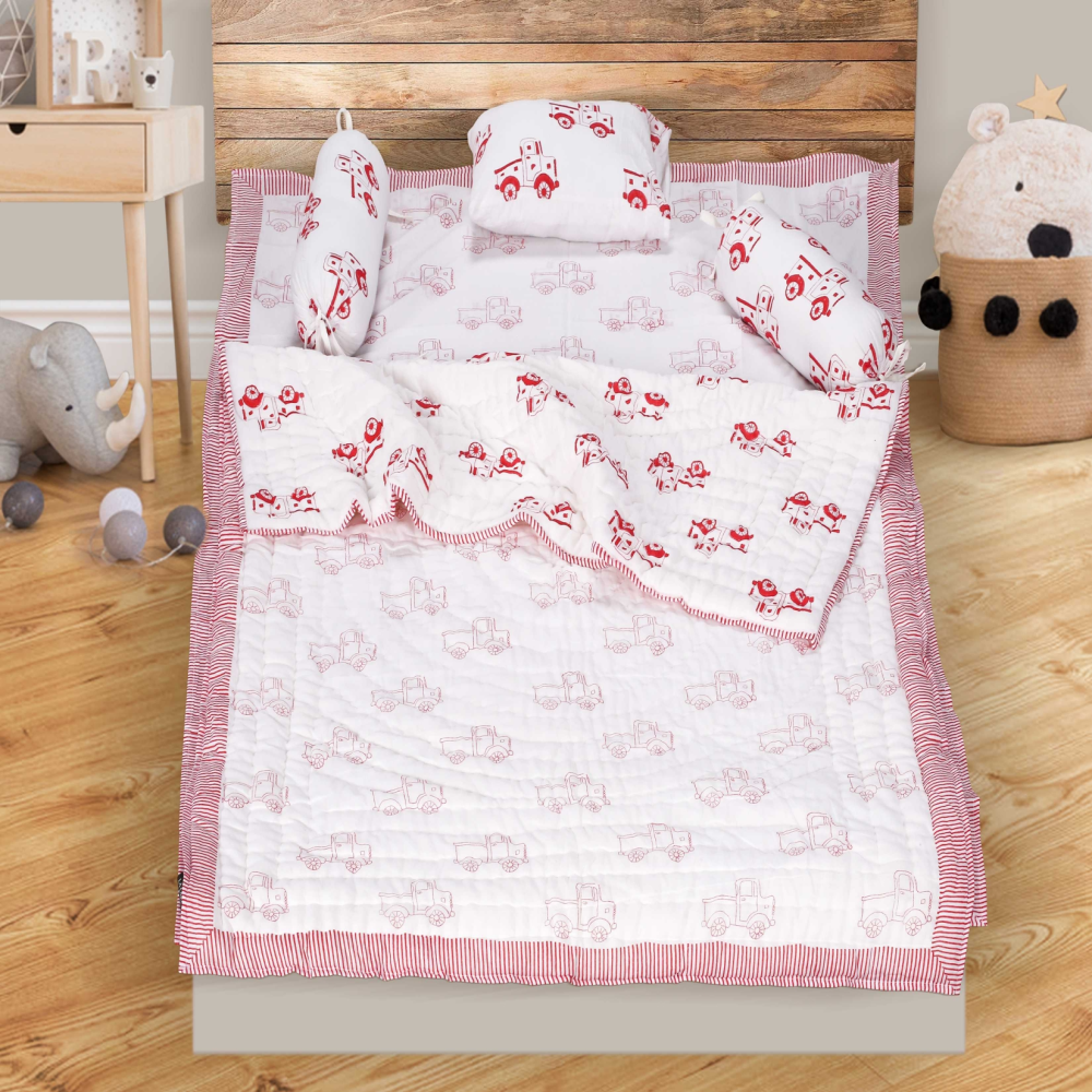 Red Character Print Baby Set